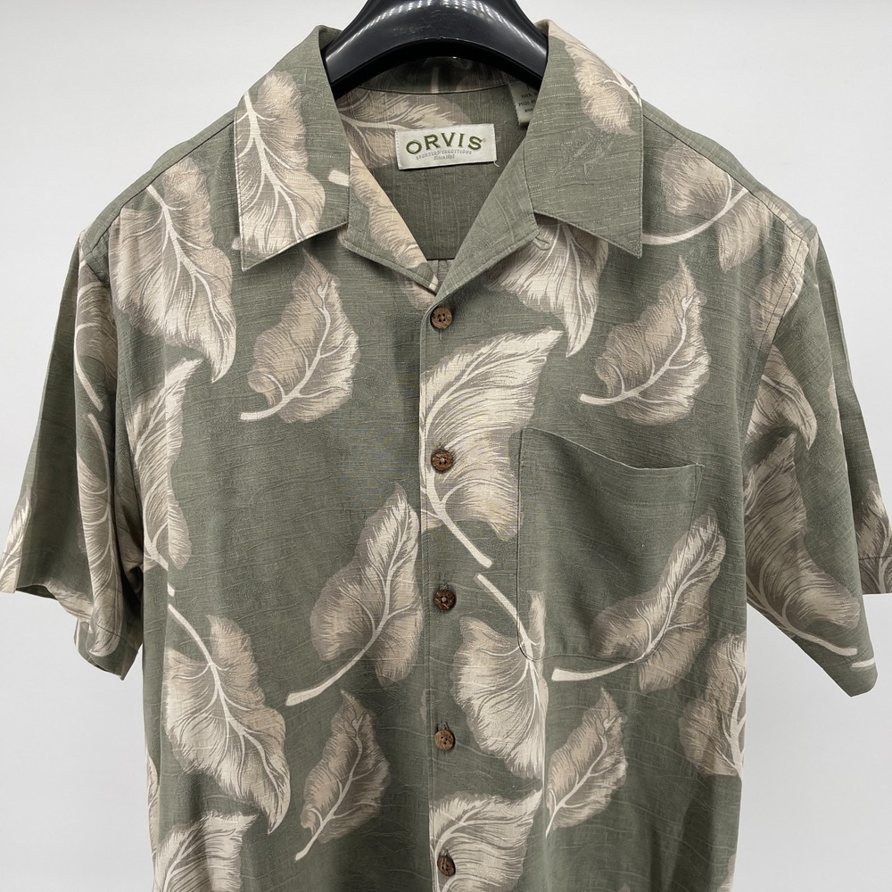 Orvis Silk‎ Shirt Mens Medium Floral Tropical Hawaiian